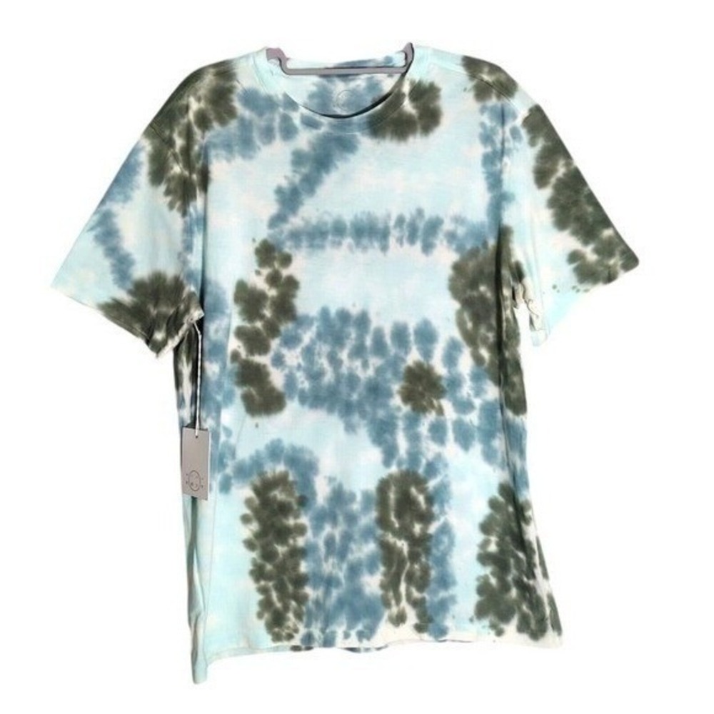 Even Tide Tee Men M Blue Gray Coastal Tie Dye Surf Beach Vacation Relaxed Top